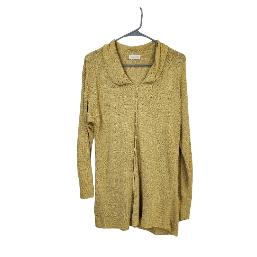 Krista Larson Women's Collared Button Front Cardigan